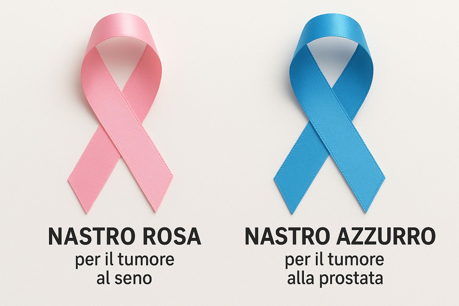 Nastro Rosa per il tumore al seno e Nastro Azzurro per il tumore alla prostata